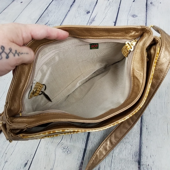 SAS | gold metallic snake print crossbody purse - Picture 11 of 12